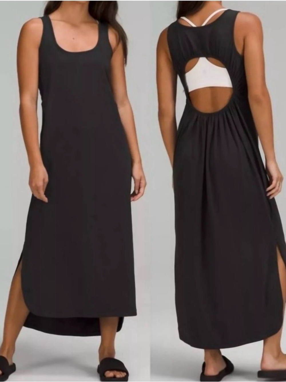 lululemon athletica Black Sleeveless Maxi Dress with Cutout Back